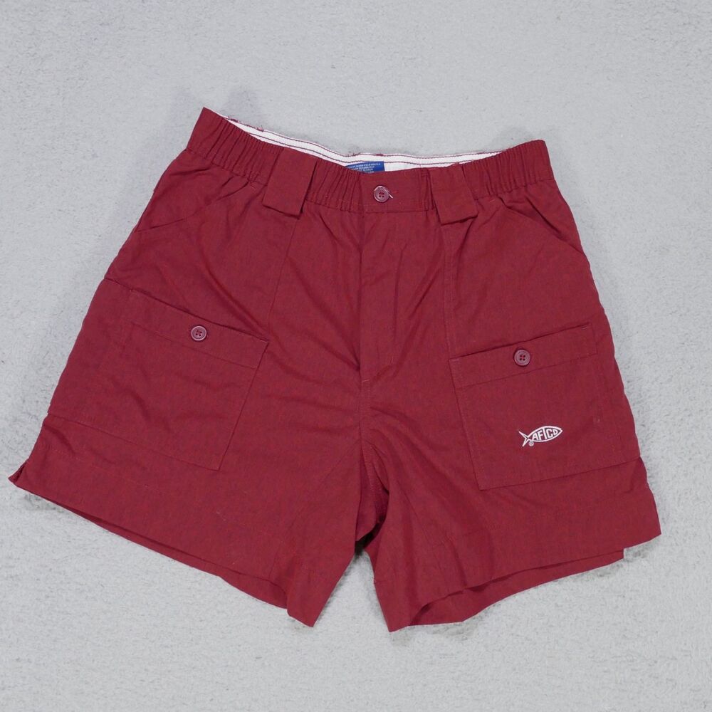 AFTCO Fishing Shorts Mens 32 Red Nylon Cargo Utility Outdoor Hiking